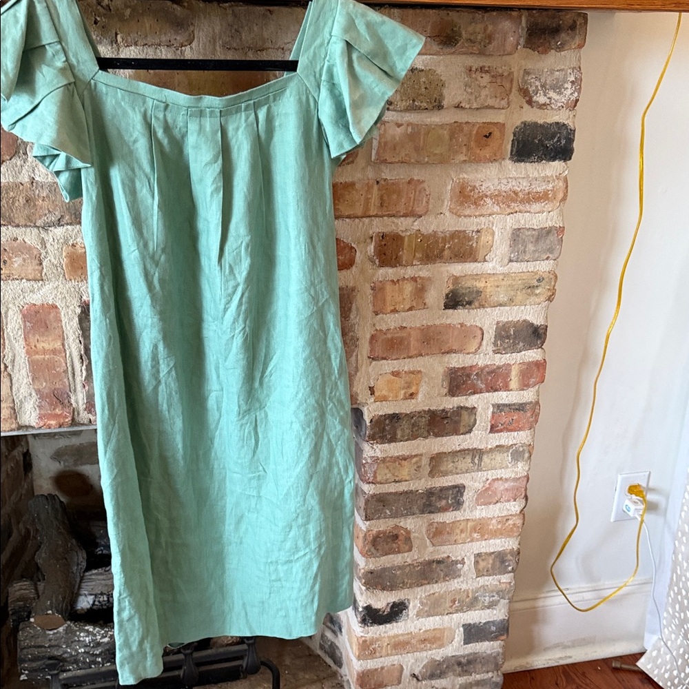 Hunter Dixon Green linen Mini Dress size small - Picture 5 of 6